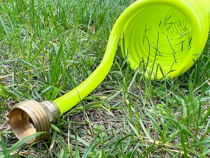 SANFU PU Recoil Garden Hose Handy 3/8"ID x 15ft Premium With 3/4"Inch Swivel Female Brass Fittings Retractable, Outdoor Patio Hose Marine&Boat Yacht, Lime(15')
