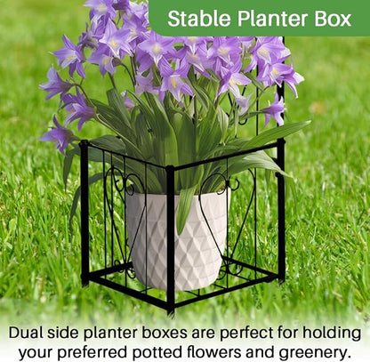 90" Garden Arbor Metal Arch Trellis for Climbing Plants with Planter Box | Outdoor Arbors Archway Pergola for Wedding Ceremony Party Decoration Flat Top Trellises for Rose Vine Backyard Lawn Patio