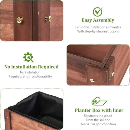 Raised Garden Bed with Legs, 31x16x30 in Planter Boxes Outdoor, Elevated Wooden Planter Box Standing Growing Bed for Gardening, Backyard, Patio and Balcony (Coffee, 31x16x30)