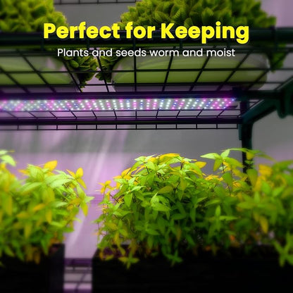 Indoor Greenhouse with Grow Lights, 4 Tier 27" L×19" W×62" H Mini Greenhouse with Zippered PVC Cover for Seed Starting Trays, Dimmable 2FT 60W Plant Light for Indoor Plants with Timer