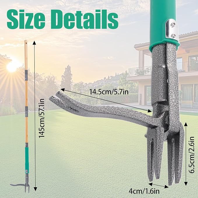 Pragmatist Stand Up Weed Puller Tool with Dual Weed Eject Tech, 4 Claw Steel Head Garden Tools 57.1" Long Handle Weeder, Heavy Duty No Bend Weed Remover for Dandelions, Thistles, Lawn and Yard