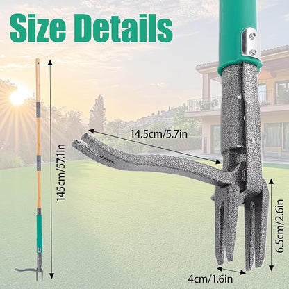 Pragmatist Stand Up Weed Puller Tool with Dual Weed Eject Tech, 4 Claw Steel Head Garden Tools 57.1" Long Handle Weeder, Heavy Duty No Bend Weed Remover for Dandelions, Thistles, Lawn and Yard