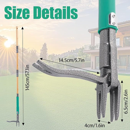Pragmatist Stand Up Weed Puller Tool with Dual Weed Eject Tech, 4 Claw Steel Head Garden Tools 57.1" Long Handle Weeder, Heavy Duty No Bend Weed Remover for Dandelions, Thistles, Lawn and Yard