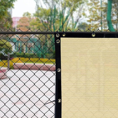 i COVER 6x12ft Privacy Screen Fence, Outdoor Fencing Panels, Garden Windscreen Mesh Shade Sail Net Barrier, Fence Privacy Screen Reinforced Bindings and Brass Grommets Cable Zip Ties, Sand