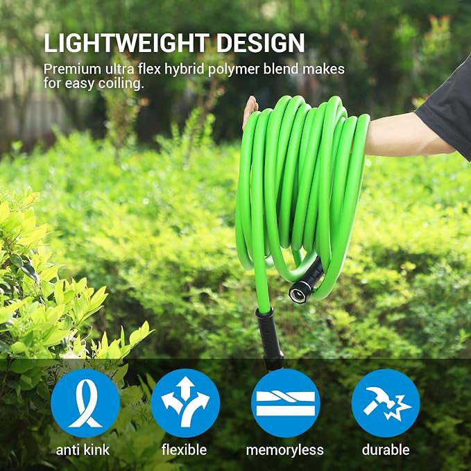 DEWENWILS Garden Hose 50 ft x 5/8", Water Hose with Swivel Handle, Heavy Duty, Lightweight, Flexible Hose for Plants, Car, Yard, 3/4 Inch Solid Fittings, Drinking Water Safe HHGH50A1