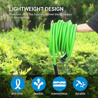 DEWENWILS Garden Hose 50 ft x 5/8", Water Hose with Swivel Handle, Heavy Duty, Lightweight, Flexible Hose for Plants, Car, Yard, 3/4 Inch Solid Fittings, Drinking Water Safe HHGH50A1