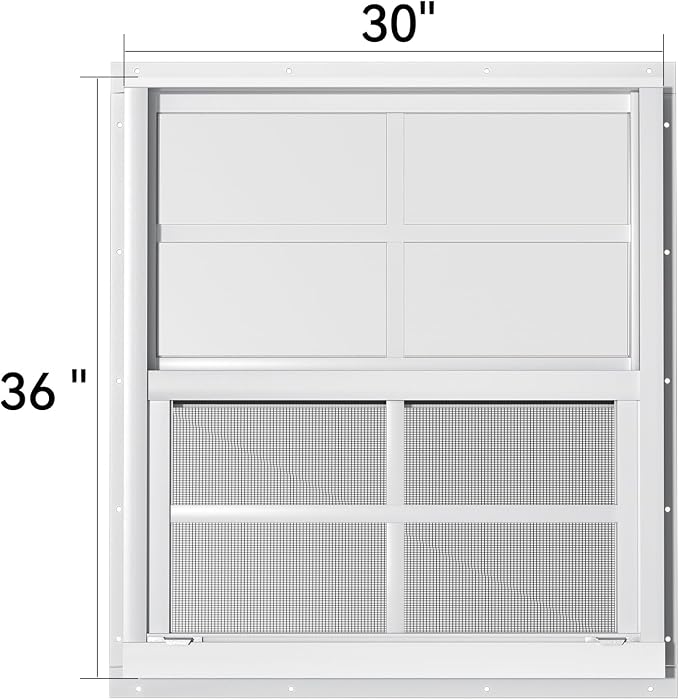 2 Pack Shed Windows 30" W x 36" H Flush Mount, Household Windows for Playhouses, Barns, Chicken Coop
