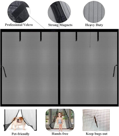 Magnetic Garage Door Screen 12x10ft for 1 Car, Hands Free Net Curtains, Retractable Fiberglass Doors Cover Closure for Garage Carport Patio Balcony Porch Gazebo Backyard Greenhouse RV (Black, 12x10ft)