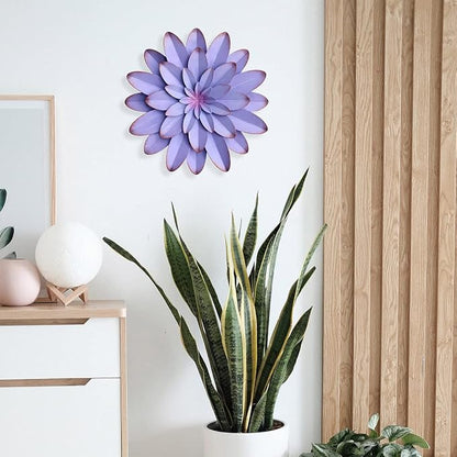 AHYS Metal Flowers Wall Decor Indoor Outdoor Metal Wall Art for Farmhouse Home Living Room Bedroom Bathroom Garden Decor - 12 Inch - Purple