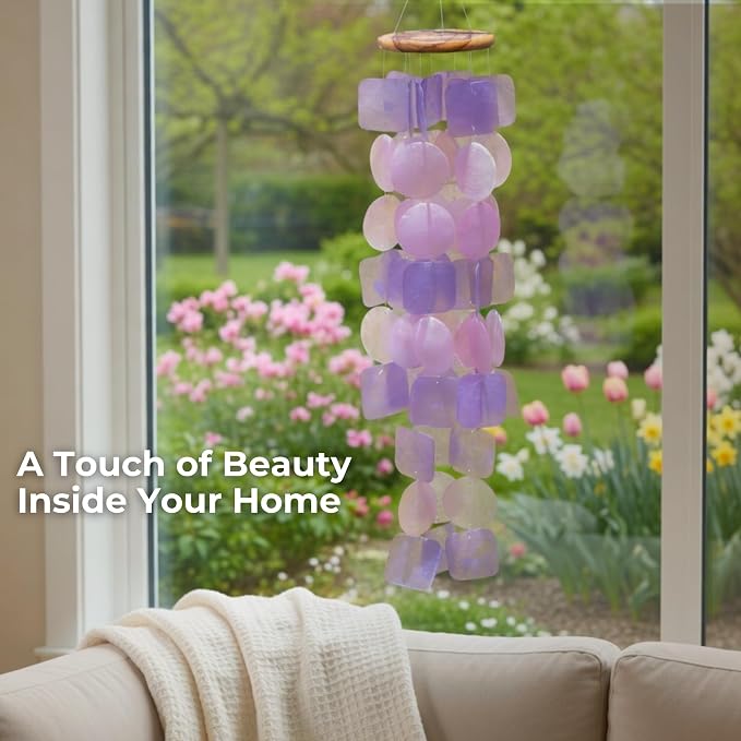 Solange & Frances Wind Chimes for Outside. Spring Decor Windchimes Outdoors Patio Decor. Unique Birthday Gifts for Women, Gifts for Mom, and Gift for Men (Purple & Pink)