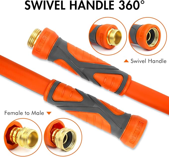 25 ft Garden Hose, Heavy Duty Water Hose, Flexible garden Hose, Lightweight Water Hose with Swivel Handle,3/4" Male to Female Fittings, Burst 600 PSI
