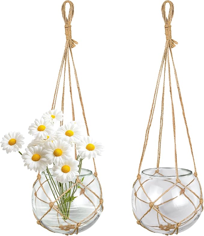 SAILINGSTORY Hanging Glass Plant Terrarium 5" Clear Set of 2 Pack | Glass Planter, Propagation Stations, Flower Vase
