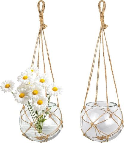 SAILINGSTORY Hanging Glass Plant Terrarium 5" Clear Set of 2 Pack | Glass Planter, Propagation Stations, Flower Vase
