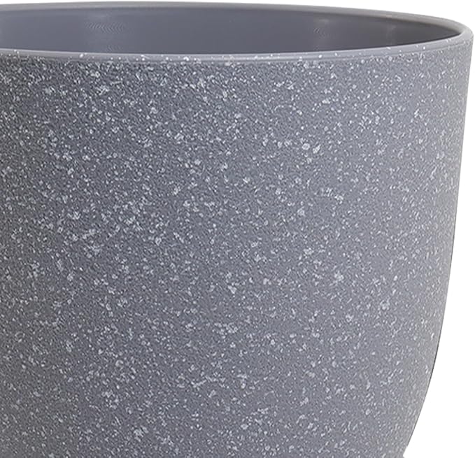 WSMKSZ 12/10/9 inch Large Plant Pots, 3 Pack Modern Decorative Plastic Planters with Drainage Holes and Saucer for House Garden Plants, Flower Pots for Indoor Outdoor Plants, Speckled Grey