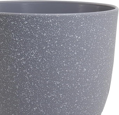 WSMKSZ 10/9/8 inch Plant Pots, Set of 3 Modern Decorative Plastic Planters with Drainage Holes and Saucers for Garden House Plants, Flower Pots for Indoor Outdoor Plants, Speckled Grey