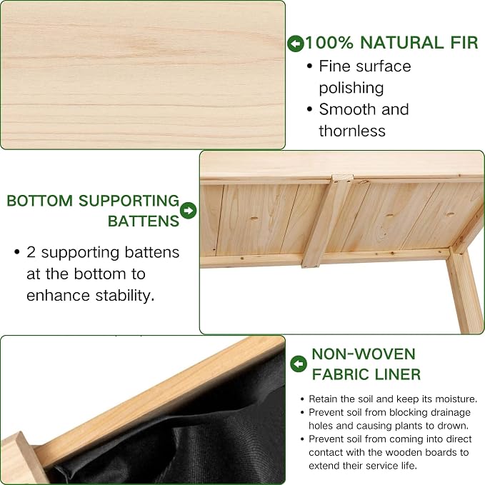 Raised Garden Bed 48x24x30in Elevated Wooden Horticulture Planter Box with Legs Standing Growing Bed for Gardening/Backyard/Patio/Balcony