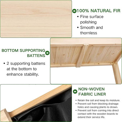 Raised Garden Bed 48x24x30in Elevated Wooden Horticulture Planter Box with Legs Standing Growing Bed for Gardening/Backyard/Patio/Balcony