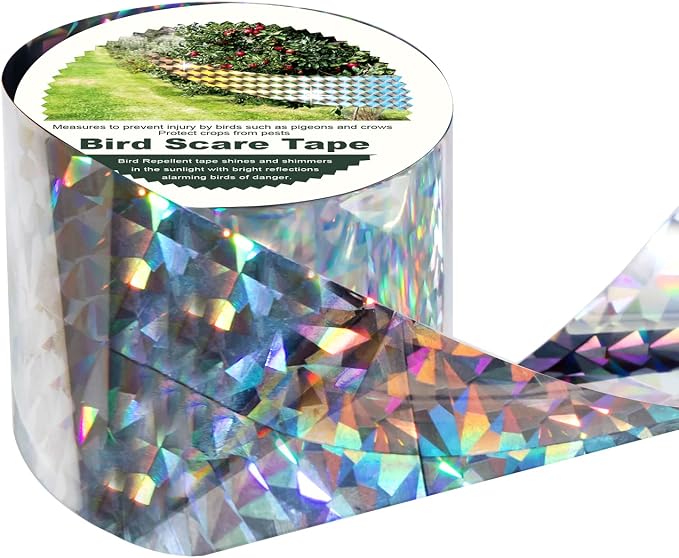 OFFO Bird Scare Tape, 430 Feet x 2 in Dual-Sided Bird Reflective Tape for Outside, Keep Birds Away from Trees, Garden, Farms, Orchard or Courtyard