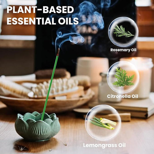 Mosquito Repellent Outdoor Patio (120 PCS), Plant-Based Incense Sticks with Rosemary, Lemongrass & Citronella for Camping Essentials, Hiking, Yard