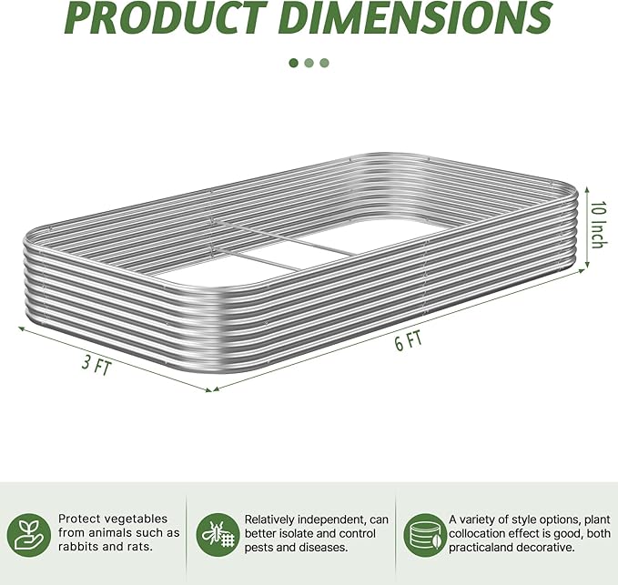 4 Pack 6x3FT Raised Beds for Gardening, Corrugated Galvanized Steel Raised Garden Bed, Outdoor Metal Above Ground Garden Bed for Vegetables and Flowers