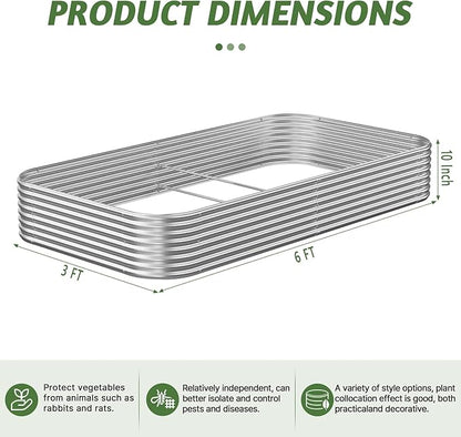 4 Pack 6x3FT Raised Beds for Gardening, Corrugated Galvanized Steel Raised Garden Bed, Outdoor Metal Above Ground Garden Bed for Vegetables and Flowers