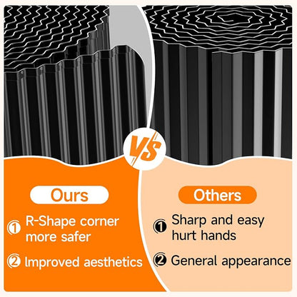 Corrugated Garden Edging,6"×40Ft Galvanized Steel Landscape Edging & Lawn Edging Border,Metal Garden Border for Flower Beds,Garden,Lawn,Raised Beds & Tree Surrounds(Black)