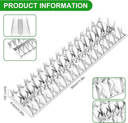 60 Pack Stainless Steel Squirrel Spikes for Bird Feeder, 60 FT Squirrel Spikes for Bird Feeder Pole, Keep Squirrels, Raccoon Away, for Wall Fence Garden Roof Yard, Easy to Install