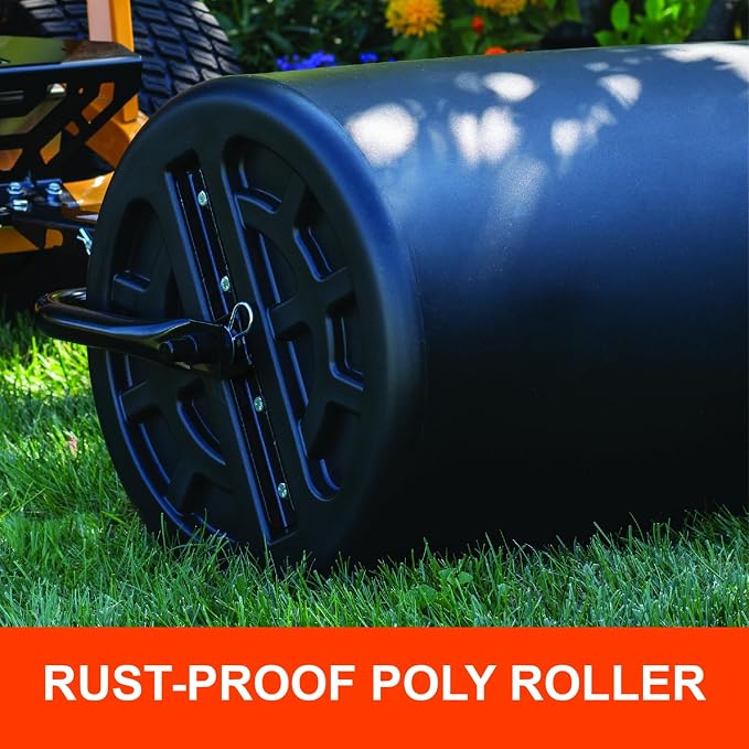 Agri-Fab 18 in x 24 in Push/Tow Behind Poly Lawn Roller, 250 lb Water Capacity with Steel Frame, Made in USA