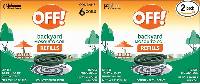 OFF! Backyard Mosquito Repellent Coil Refills, Perfect for Outdoor Patios Country Fresh Scent, 6 Count (Pack of 2)