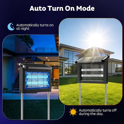 OnBeam Solar Bug Zapper Outdoor, 4500V Mosquito Zapper Fly Trap for Patio | 10W Solar Panel, IPX5 Waterproof, Auto Mode, Solar Powered, USB C Charging, Electric Rechargeable Mosquito Killer for Garden