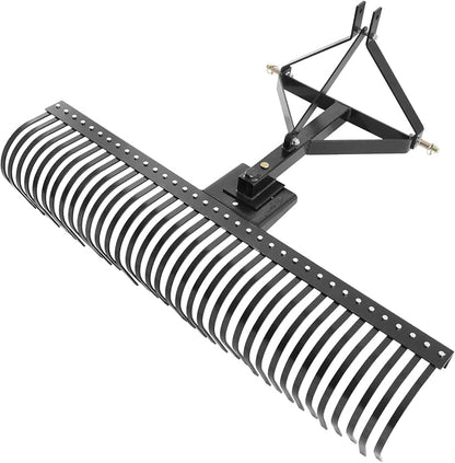 VEVOR Tow Behind Dethatcher, 72-inch 3-Point Tow Behind Lawn Dethatcher Rake with 36 Steel Tines for Tractor, Heavy Duty Landscape Rake with Attachments for Lawn, Garden, Farm, Grass, and Branches