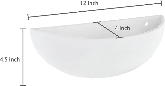 MyGift White Ceramic Wall Planters for Indoor Plants, Half Bowl Hanging Vase, Wall Mounted Succulent Planters, Set of 2