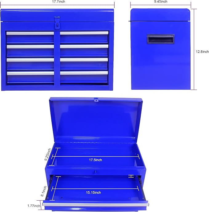 5-Drawer Tool Chest, Detachable Top Box for Garage,Blue | Rolling Mobile Storage Cabinet Organizer with Lockable Wheels for Workshop Utility, Heavy Duty Metal Construction