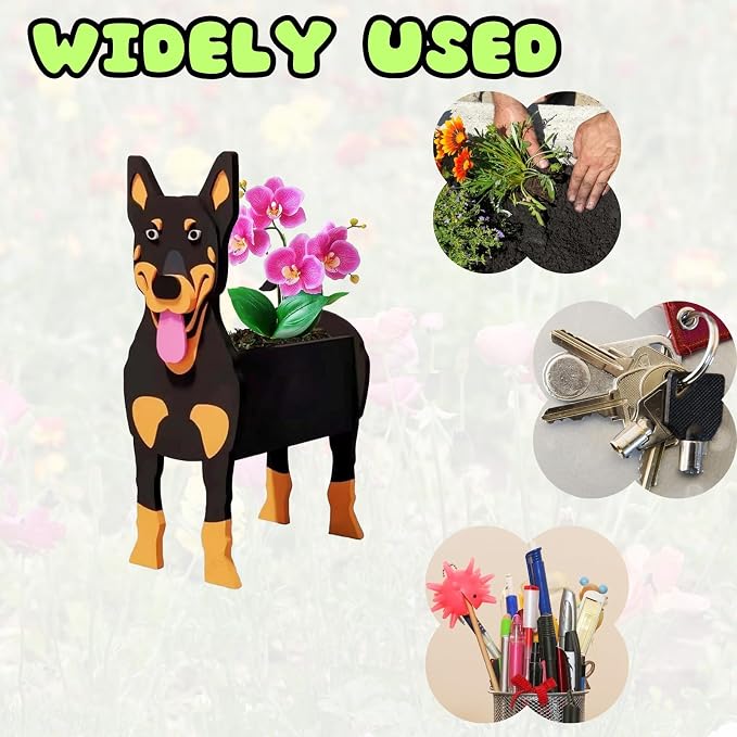 Australian Kelpie Dog Planter Pots, 9.45 x 5.51 x 13.39 Inches | Dog Flower Pot, Cute Animal Shaped Plant Pot, Gifts for Women & Pet Lovers, Indoor Outdoor Garden Home Office Decor