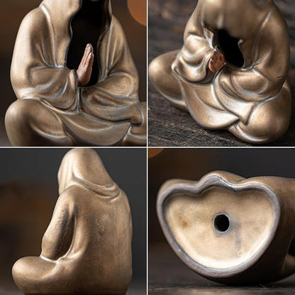 livelyfish Aquarium Buddah Statue Sandstone Zen Buddha Sculptures for Garden Fish Tank Home Decorations (G)