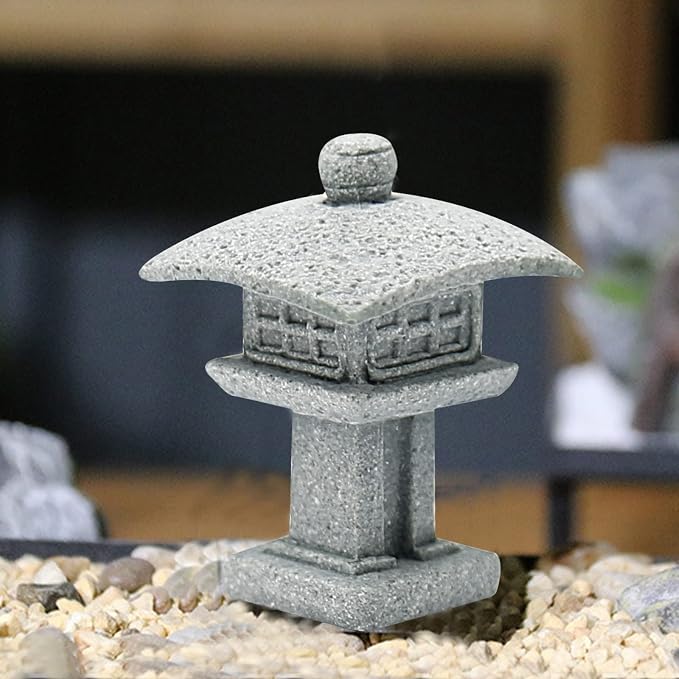 Saihisday 3pcs Miniature Pagoda Statues Japanese Style Pagoda Lantern Asian Decor Square Chinese Pagoda Statue for Zen Garden Indoor Outdoor Decor Micro Rockery Landscape Kit