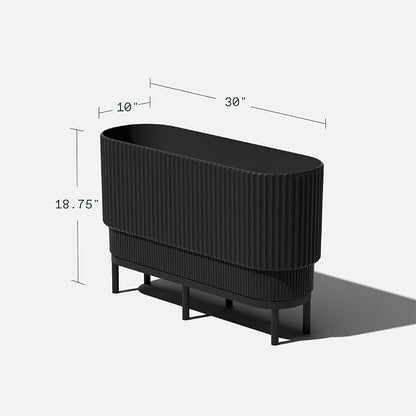 Veradek Demi Series Raised Long Planter for Indoor/Outdoor Use | Made from Plastic & Stone w/Wooden Stand | Modern Patio Décor for Flowers/Shrubs