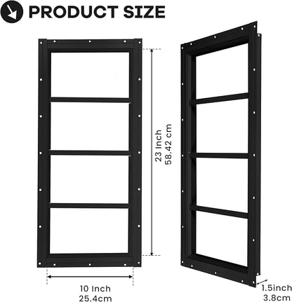 Shed Windows 2 Pack, Fixed Transom Windows 10" x 23" Black | Small Chicken Coop Windows with Tempered Glass for Shed, Barns, Playhouse, Household, Garage