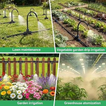 33Ft 1/4" Drip Irrigation System for Garden – Automatic Atomizing Sprinkler System for Outdoor Plants Raised Bed, Yard, Potted Plants & Lawn