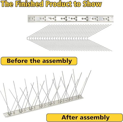 KKY 36 Pack Bird Spikes 13 inch Anti-Bird Nails Repellent Metal Deterant Spinners for Pigeon 38.9 Ft