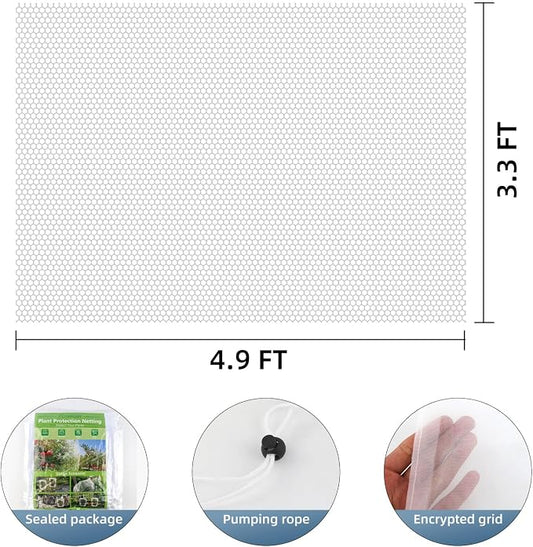 Bird Netting for Garden Protection, CANAGROW 4 Pack Garden Plant Mesh Covers Bags with Drawstring, Insect Bird Barrier Bug Netting for Fruit Blueberry Bushes Vegetable Flower (3.3x4.9FT)