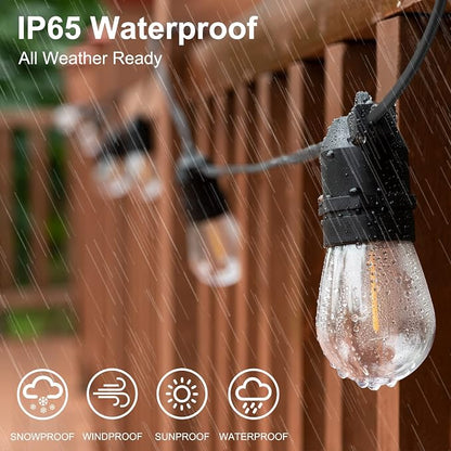 S14 LED Outdoor String Lights, Shatterproof IP65 27Ft (Maximum 918Ft) for Patio Lightings Outdoor Waterproof, Outside Lights for Outdoor Lighting (27FT - 10 Bulbs (1 String))