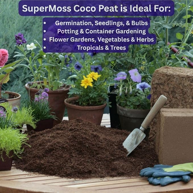 SuperMoss (23278) Coco Coir Seed Starting Mix High Expansion Buffered Coconut Peat Brick Soil, Natural, 650g