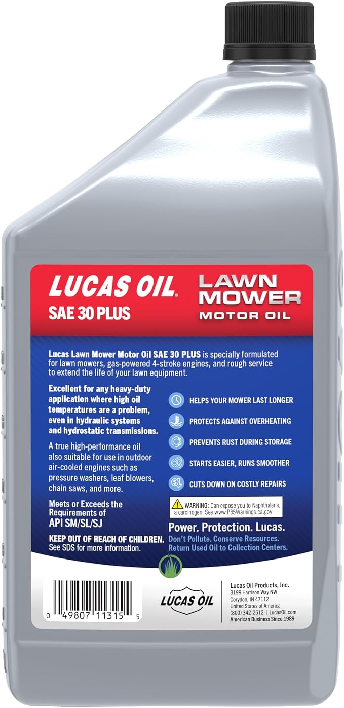 Lucas Oil 11315 SAE 30 Lawn Mower Motor Oil - 1 Quart