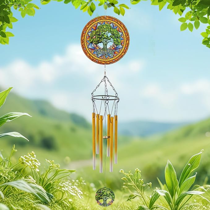 Wind Chimes with Tree of Life Wind Spinner, Gifts for Men, Women, Retirement, Teacher, Parents - Outdoor Hanging Decor Clearance for Garden, Patio, Backyard Or Porch