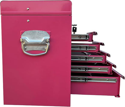 Workington Portable Metal Tool Chest with 9 Drawers, 24" 9-Drawer Tool Chest Cabinet with Ball Bearing Drawer Slides, Steel Tool Storage Box Organizer 4006 Pink