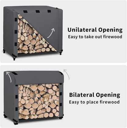 Easy-Going 4 Feet Outdoor Log Rack Cover Waterproof Weatherproof Firewood Cover with Openable Front Flap (Cover Only, Rack not Included)