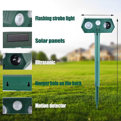 Cat Repellent Outdoor,Solar Animal Repellent Outdoor, Deer, Squirrel, Mouse Ultrasonic Repellent Etc,Devices Motion Detection Waterproof with LED Flash Lights for Yard Farm Garden (1)
