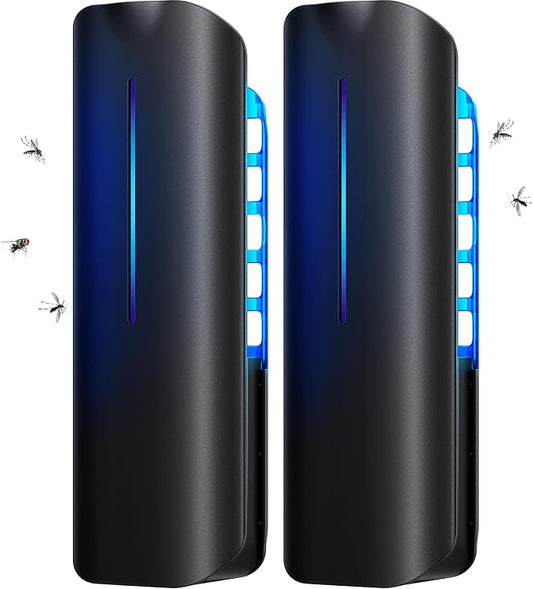 Fruit Fly Traps Indoor for Home: Plug in Mosquito Bug Zapper Gnat Moth Catcher with 9W Night UV Light, 2 Devices 20 Sticky Glue Board Refills for Indoors Flying Insect Trap