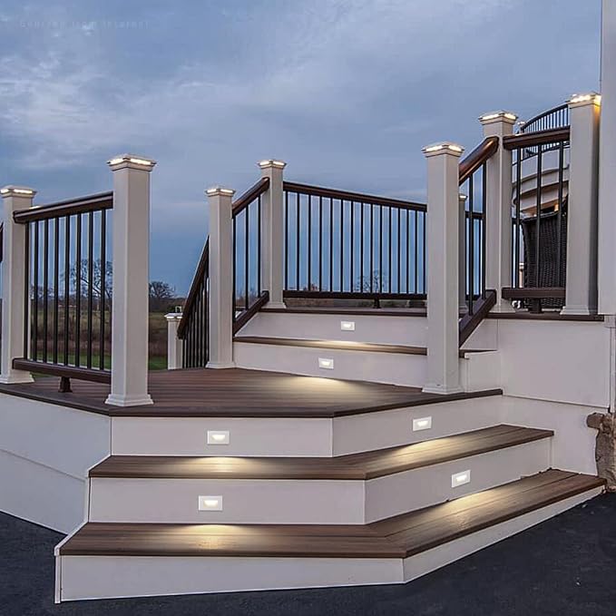 LEONLITE 6-Pack 5CCT 120V LED Step Lights, Horizontal, White | 150LM, 5%-100% Dimmable, CRI90, ETL, Indoor Outdoor Stair Lights, Wet Location, 2700K/3000K/3500K/4000K/5000K, Aluminum